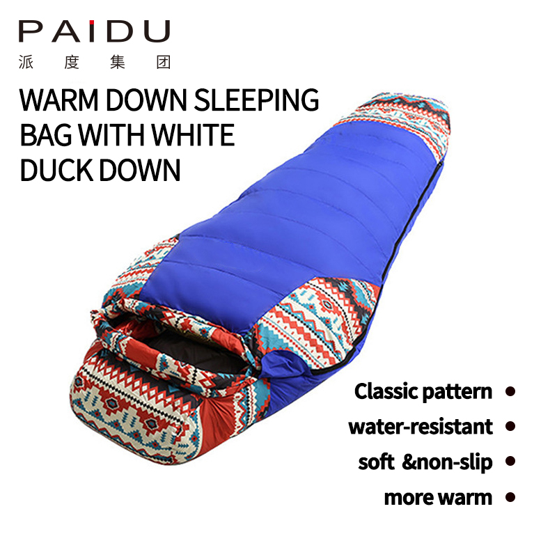 Paidu 220 * 80 * 50cm Adult down sleeping bag, outdoor camping sleeping bag, camping warm white duck down sleeping bag